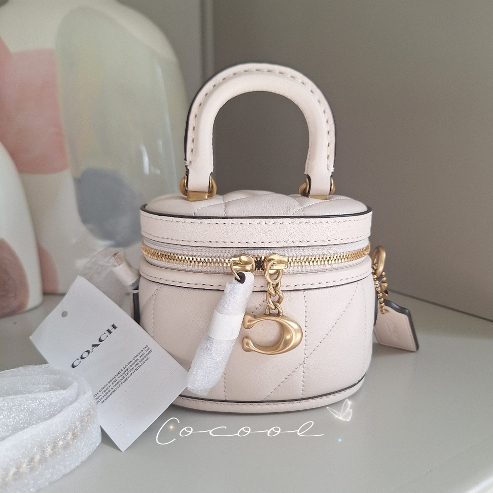 NWT Coach Trail Crossbody Bag 12 With Pillow Quilting CU144 Leather IN chalk